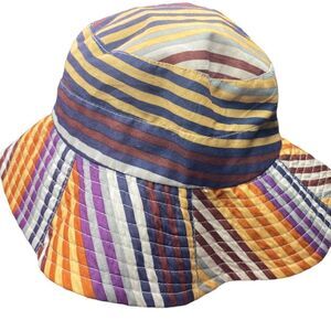 Sun ‘n’ Sand Wm’s OSFM Striped Large Brim Protective Floppy Bucket Hat Cap